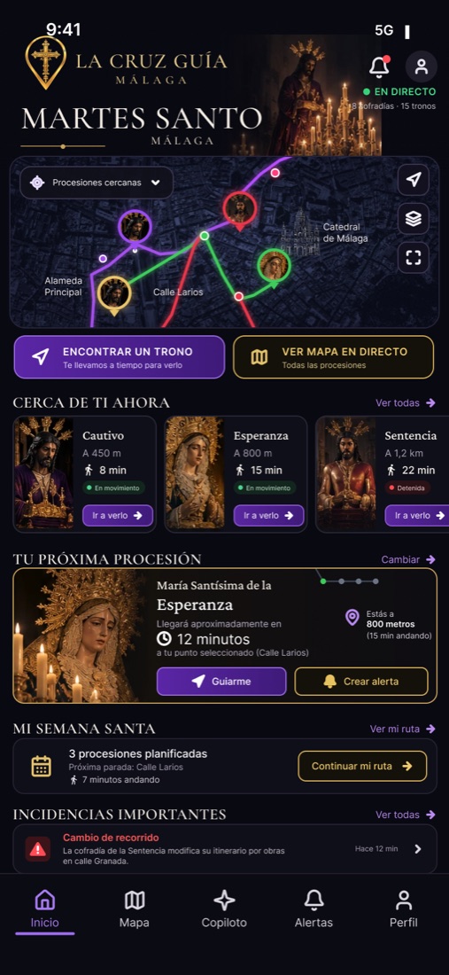 Pantalla de inicio de La Cruz Guía